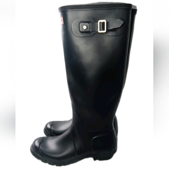 HUNTER Original Tall Rain Boots Women's Sz 8 Black Matte Winter W23499 MSRP $175 - Picture 1 of 12